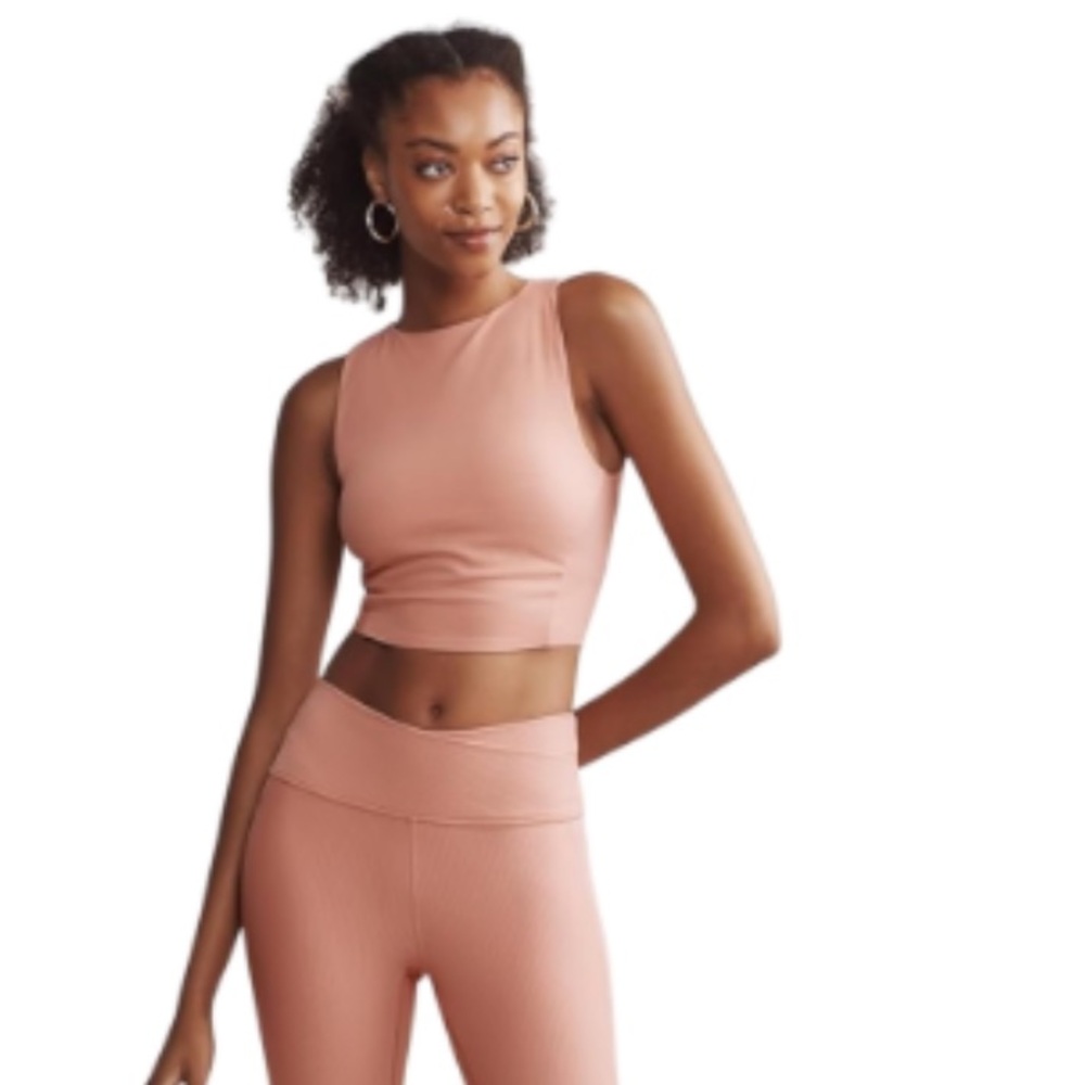 Rhone Ripple Longline Sports Bra | Yoga Pilates Barre | Cropped Open Back | M
